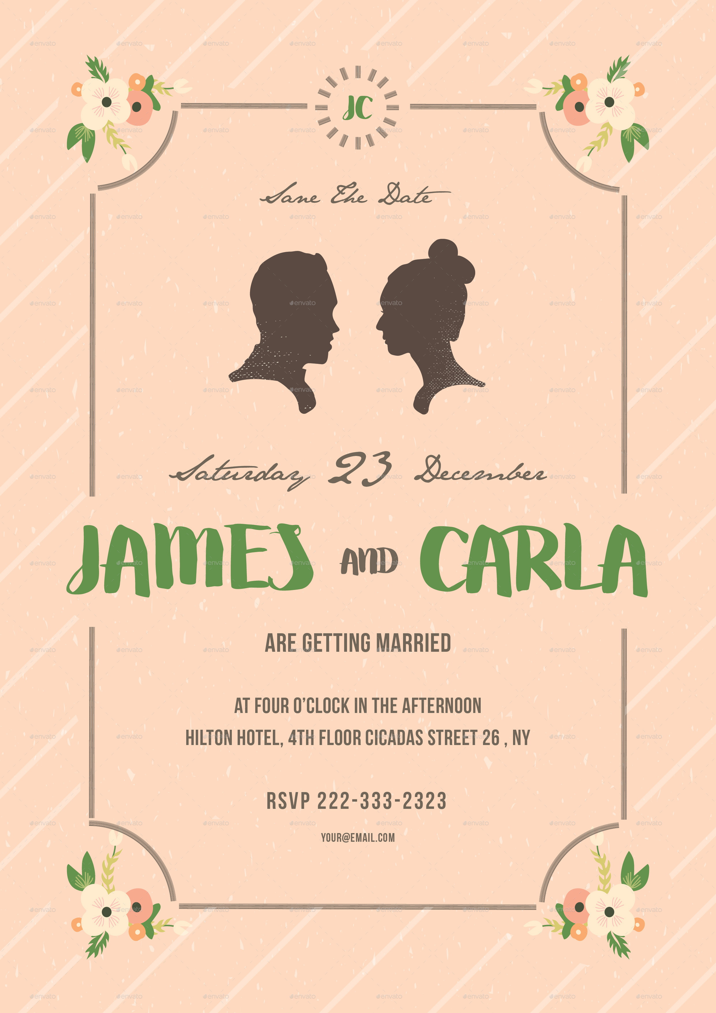 Silhouette Wedding Invitation by lilynthesweetpea GraphicRiver